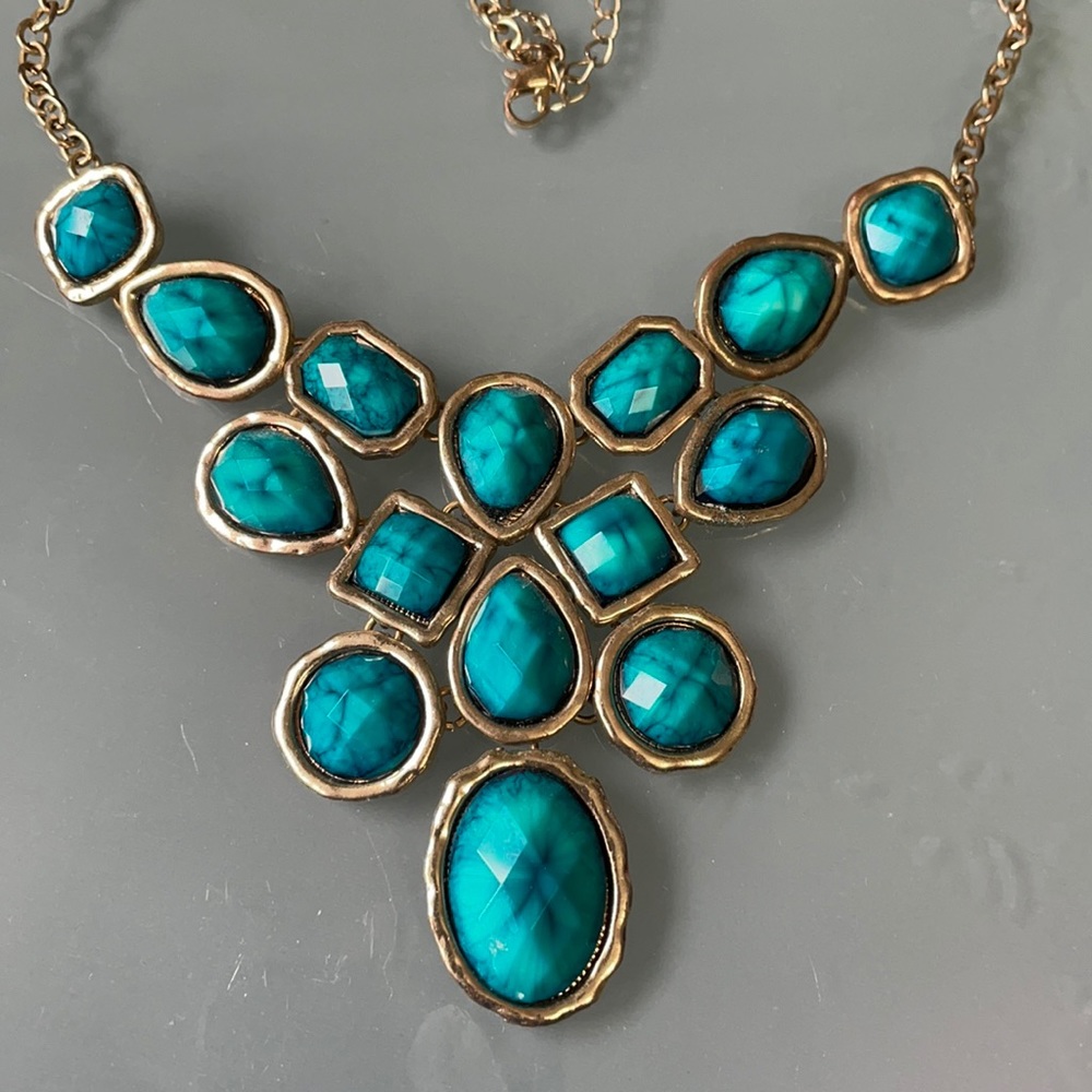 Statement Teal Jewelled Necklace